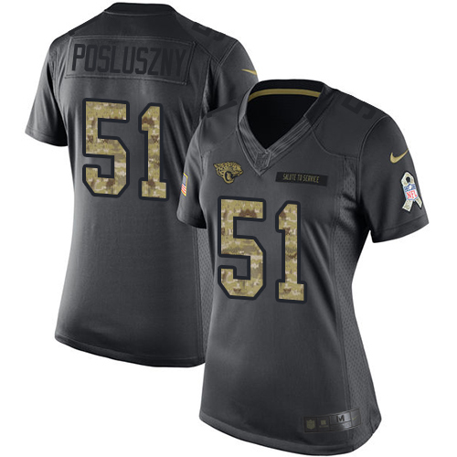 Women's Limited Paul Posluszny Nike Jersey Black - #51 2016 Salute to Service NFL Jacksonville Jaguars